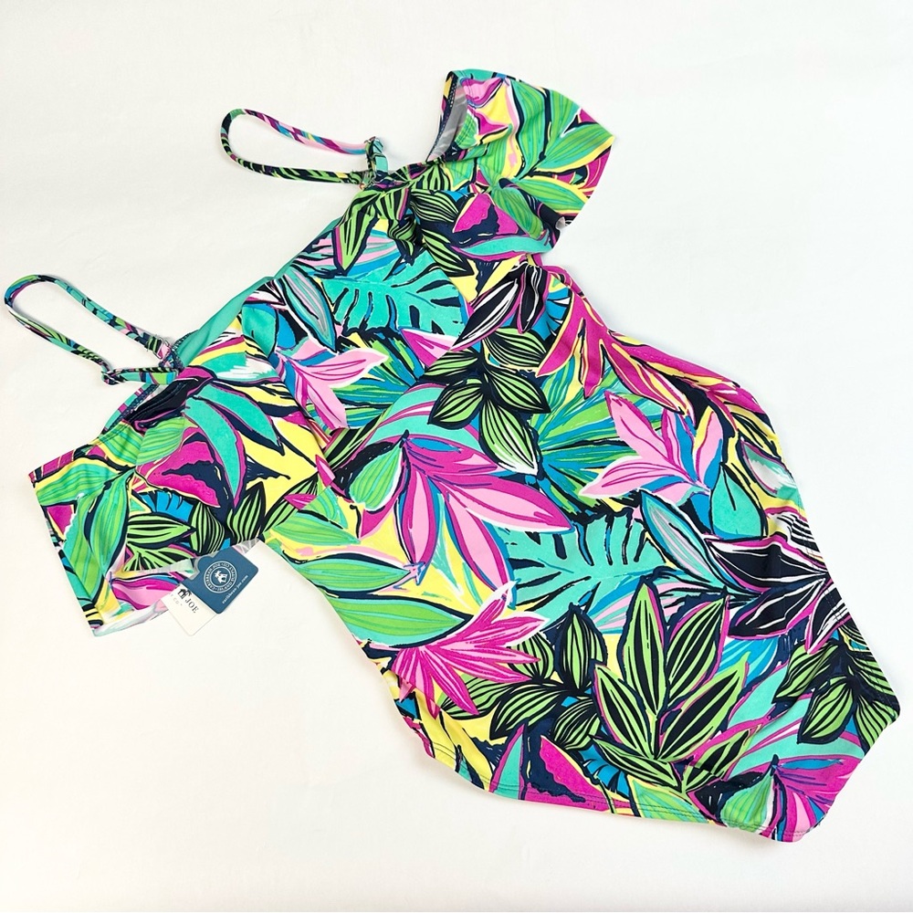 Caribbean Joe Cape Coral Multi Women's Off The Shoulder One Piece Swimsuit 10 - Picture 6 of 14